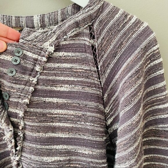 Free People Pullover Long Sleeve Top Gray/Purple Sz Small - Picture 9 of 11